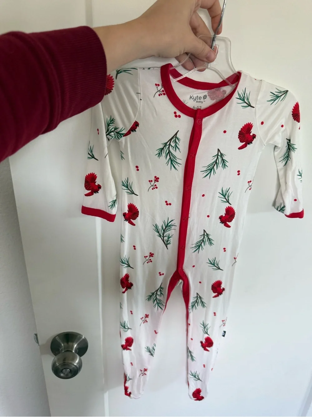 Kyte Baby Red & White Holiday Cardinal One-Piece, 6-12 months